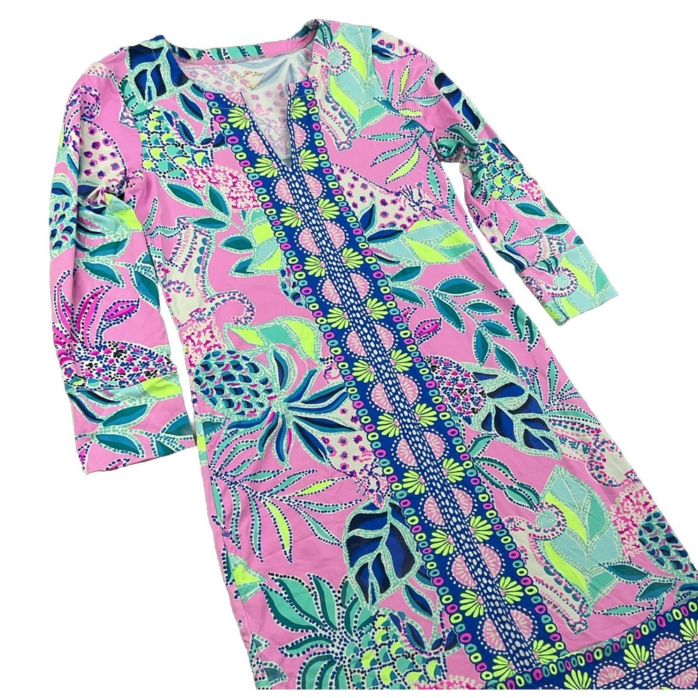 Lilly‎ Pulitzer Nadine UPF 50+ Dress Womens XS Pink Floral Shift Resort Vacation - Picture 6 of 10